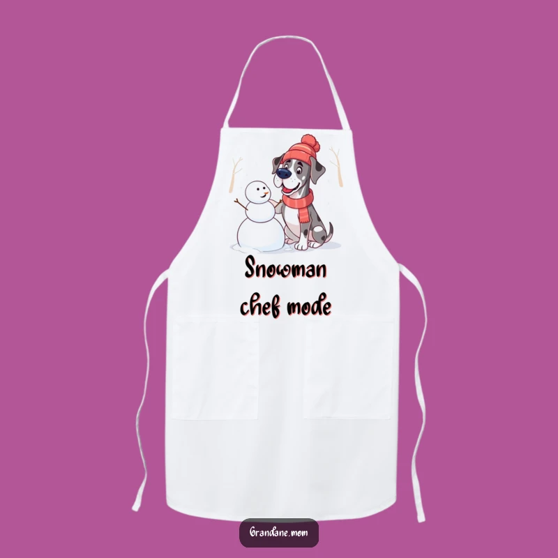 Funny Great Dane Snowman Apron: Winter Hat Chef Design, Hilarious Kitchen Gift