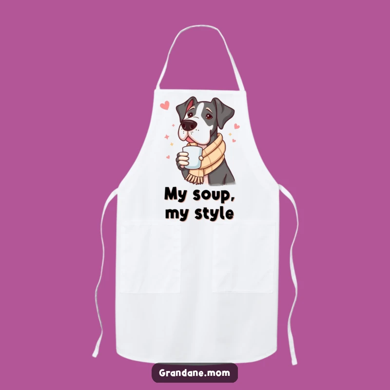 Funny Great Dane Apron: Cozy Scarf Chef Design, Hilarious Kitchen Gift for Dog Lovers