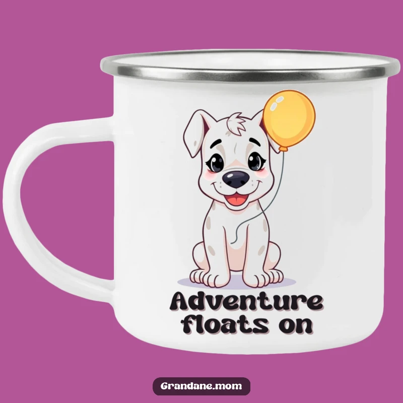 Funny Grand Dane Happy Camper Mug: Cheerful Balloon Adventure Gift