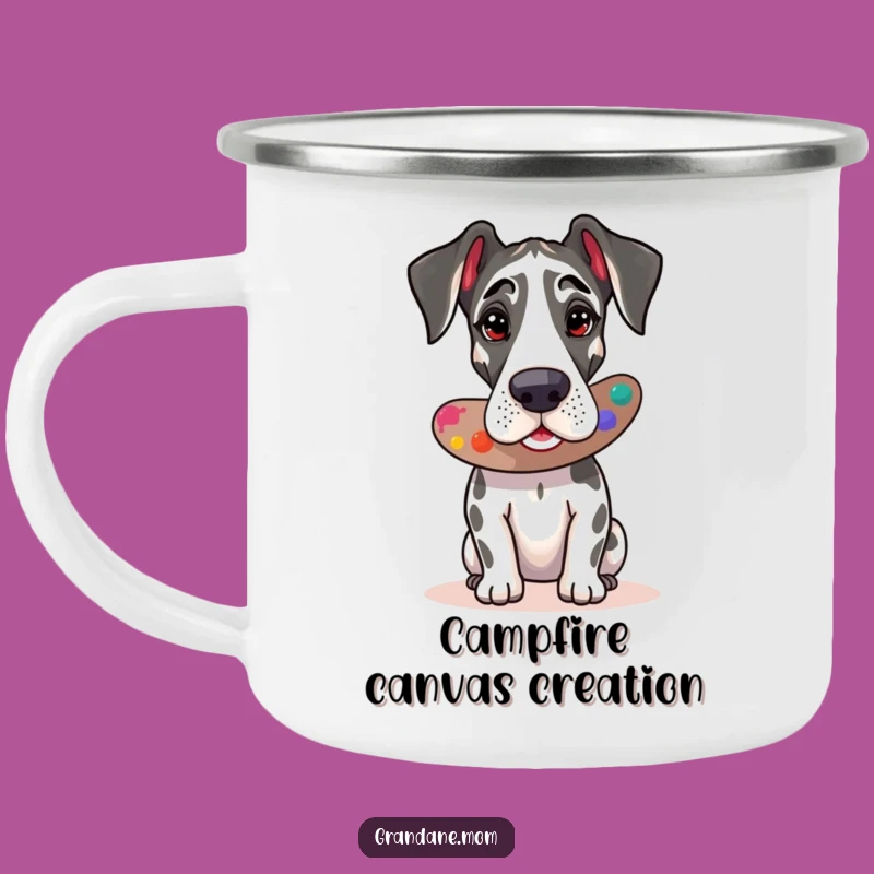 Funny Great Dane Artist Camping Mug: Sip & Create Outdoors, Perfect Gift