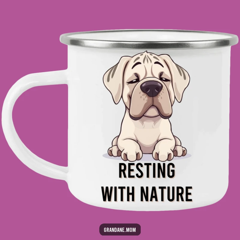 Durable Grand Dane Camping Mug: Funny Sighing Dog for Outdoor Adventures