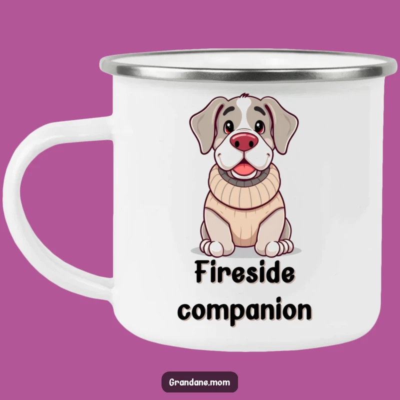 Funny Cozy Grand Dane Camping Mug: Adventure in Comfort!