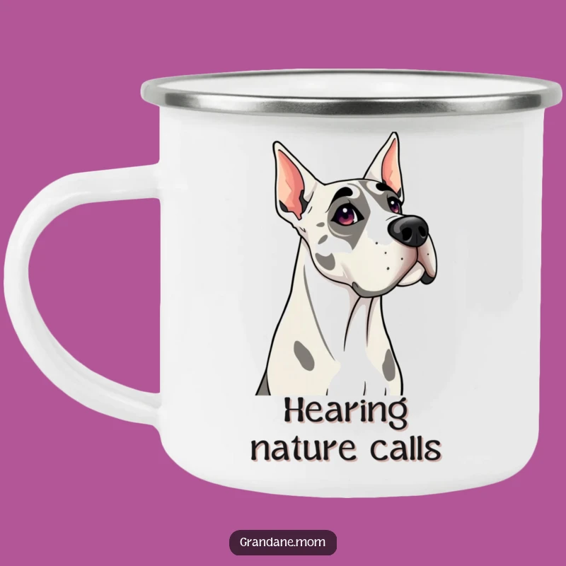 Funny Grand Dane Camping Mug: Curious Head Tilt Adventure, Durable Funny Gift