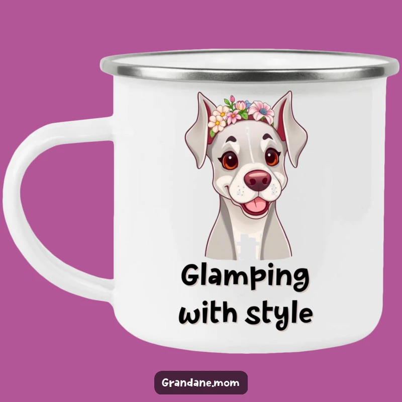 Funny Grand Dane Camping Mug: Floral Dog Camp Cup, Outdoor Gift