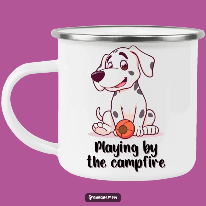 Funny Grand Dane Camping Mug: Playful Toy Companion, Rugged and Fun Funny Gift