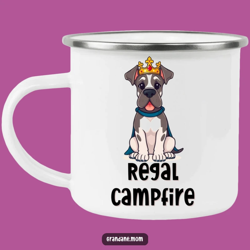 Funny Great Dane Crown Camping Mug: Regal Adventures with Royal Flair