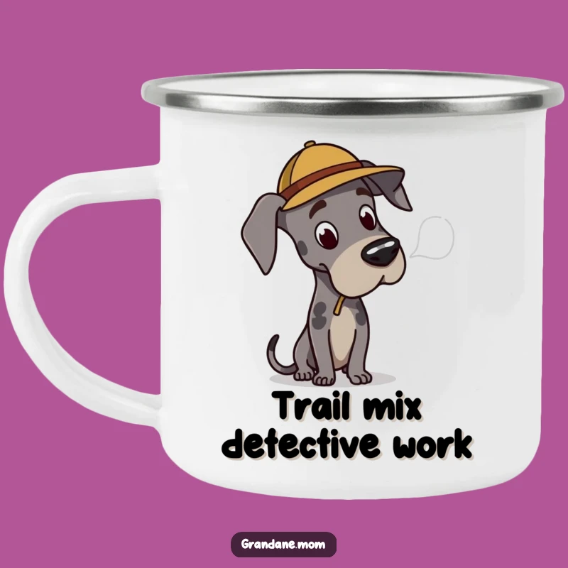 Funny Great Dane Detective Camping Mug: Trail Clues with Your Pup, Perfect Gift