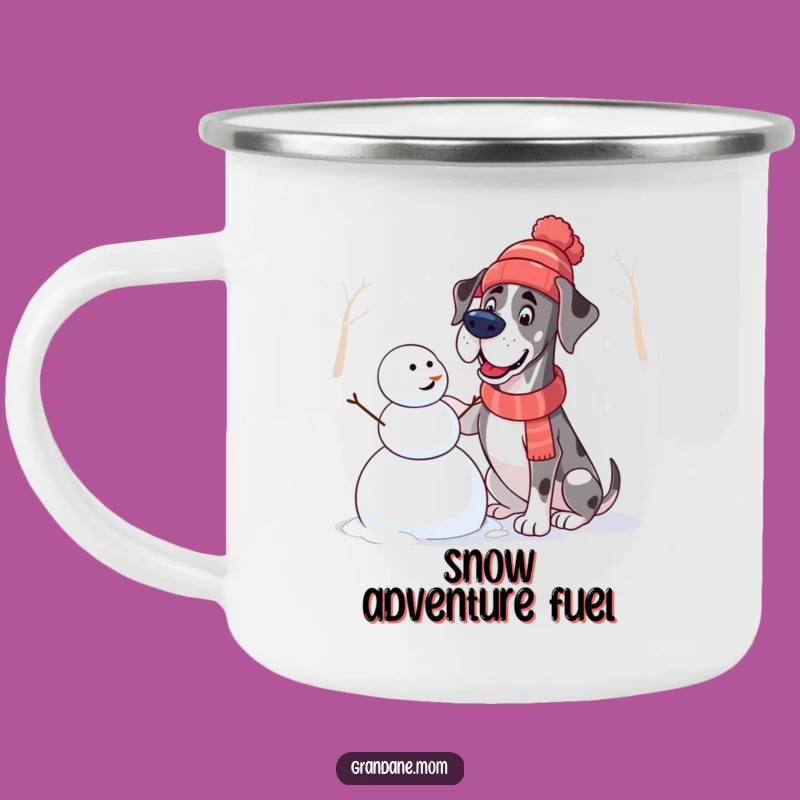 Funny Great Dane Snowman Camping Mug: Winter Hat Drinkware, Hilarious Outdoor Gift