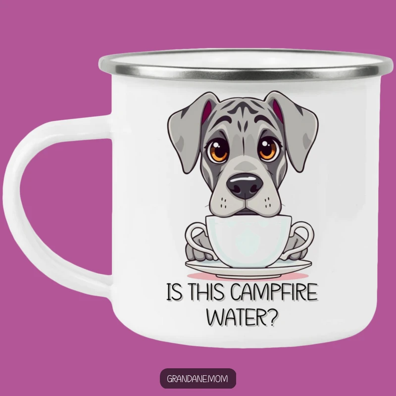 Funny Grand Dane Tea Camping Mug: Curious Dog Enamel Cup, Perfect Funny Gift