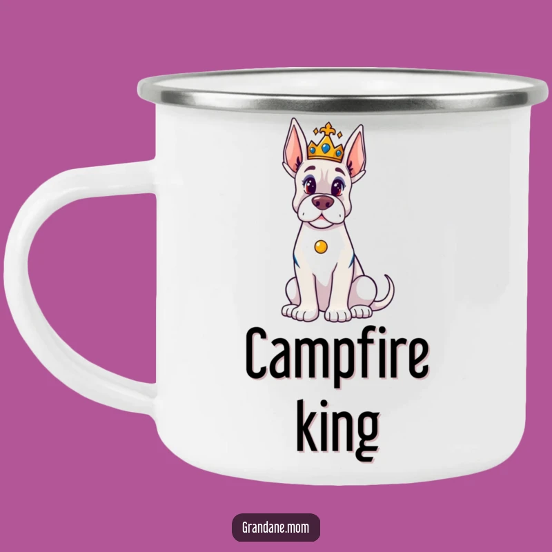Majestic Funny Grand Dane Camping Mug: Crowned King Outdoor Drinkware for Adventurers