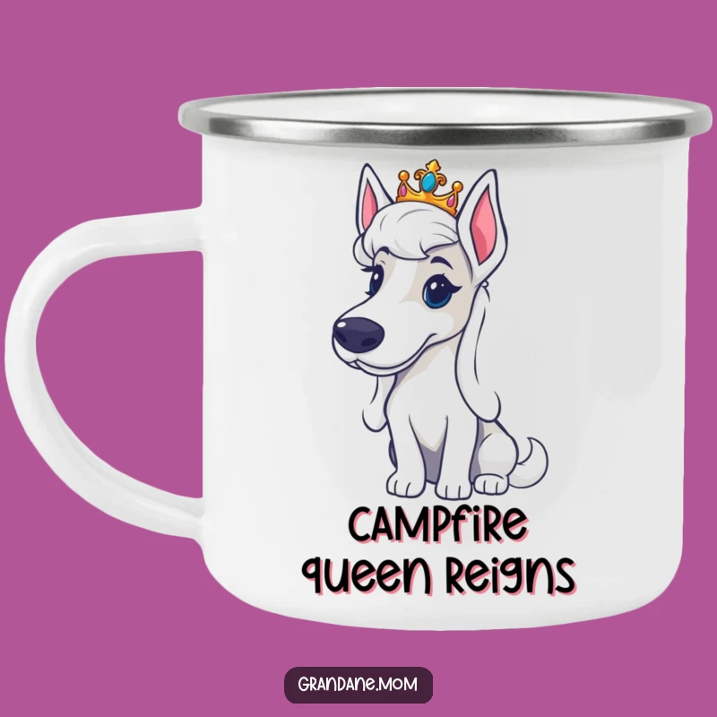 Regal Funny Grand Dane Tiara Camping Mug: Royal Brew Companion - Great Dog Lover Gift
