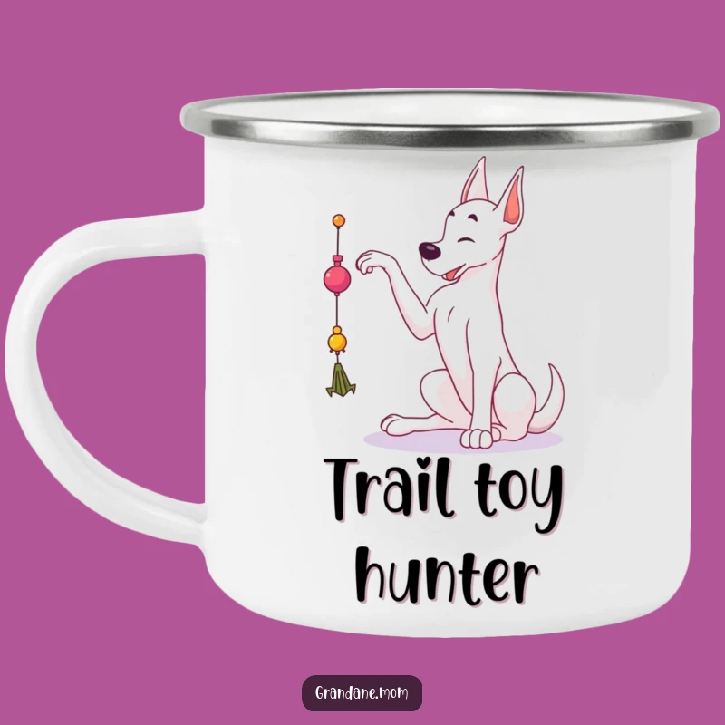 Funny Grand Dane Camping Mug: Toy Reacher, Playful Outdoor Dog Gift