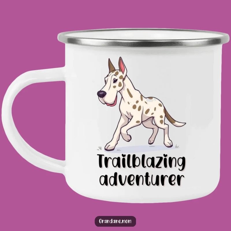 Funny Grand Dane Camping Mug: Determined Explorer Companion, Rugged and Adventurous Funny Gift