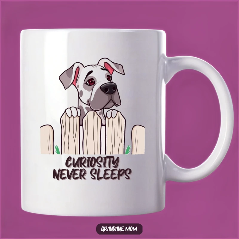 Funny Grand Dane Fence Peek Mug: Curious Canine Coffee Cup Gift