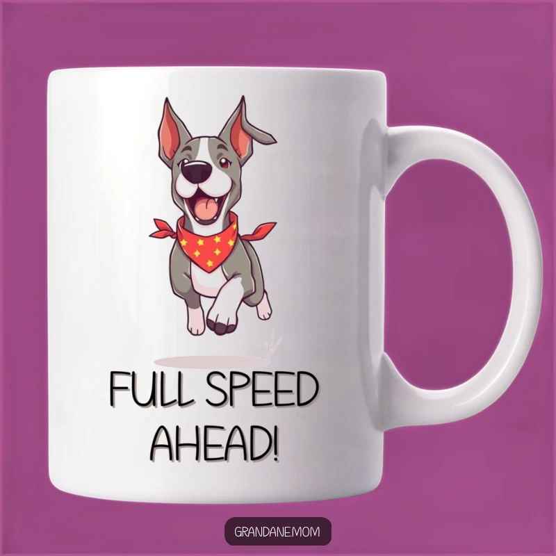 Funny Energetic Grand Dane Bandana Mug: Playful Dog Gift for Speedy Lovers