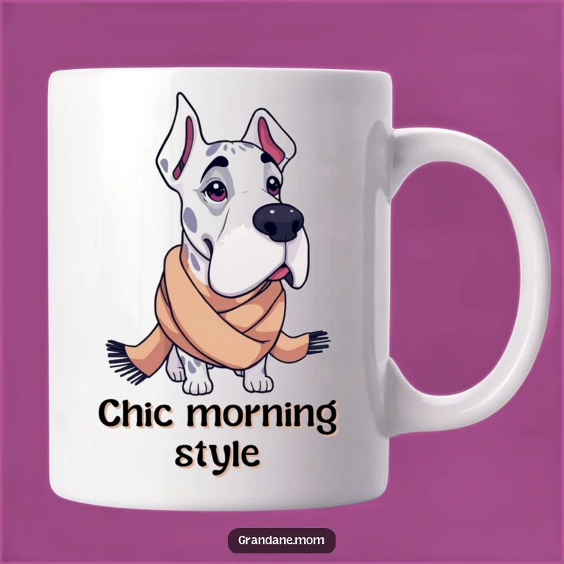 Funny Grand Dane Mug: Fashionable Scarf, Chic Dog Lover Gift, Perfect Style Statement