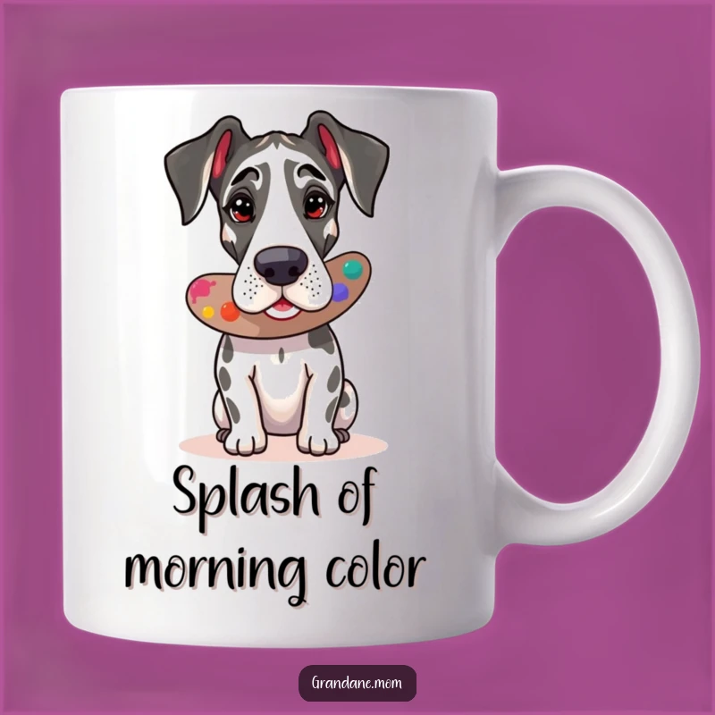 Funny Great Dane Artist Mug: A Colorful Pup's Perfect Gift for Creative Dog Lovers