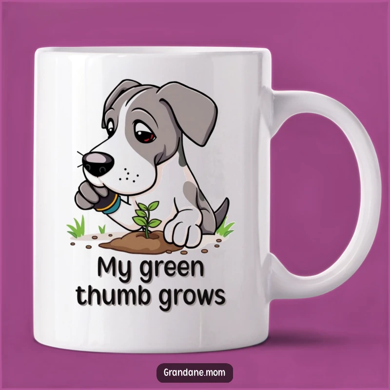 Funny Great Dane Gardener Mug: A Gentle Giant Tending Plants, Perfect Funny Gift