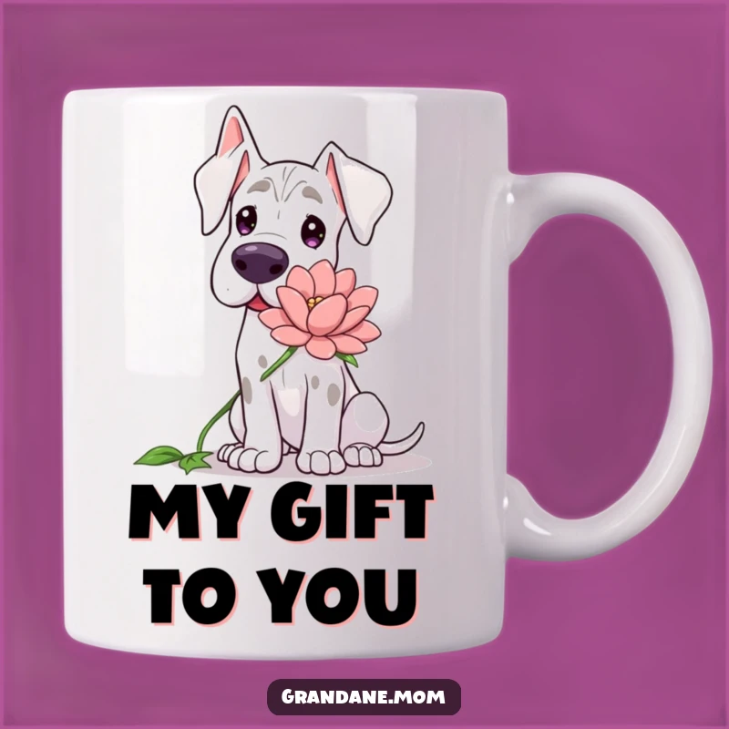 Funny Grand Dane Flower Mug: Gentle Dog with Big Bloom, Perfect Funny Gift