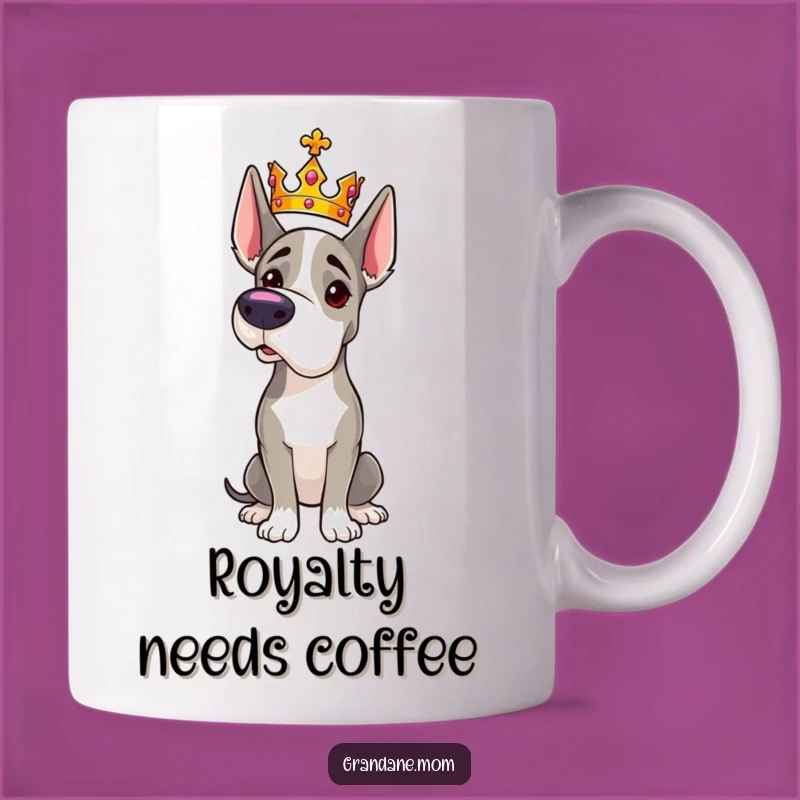 Funny Grand Dane Crown Mug: Majestic Dog Pose, Regal Coffee Gift