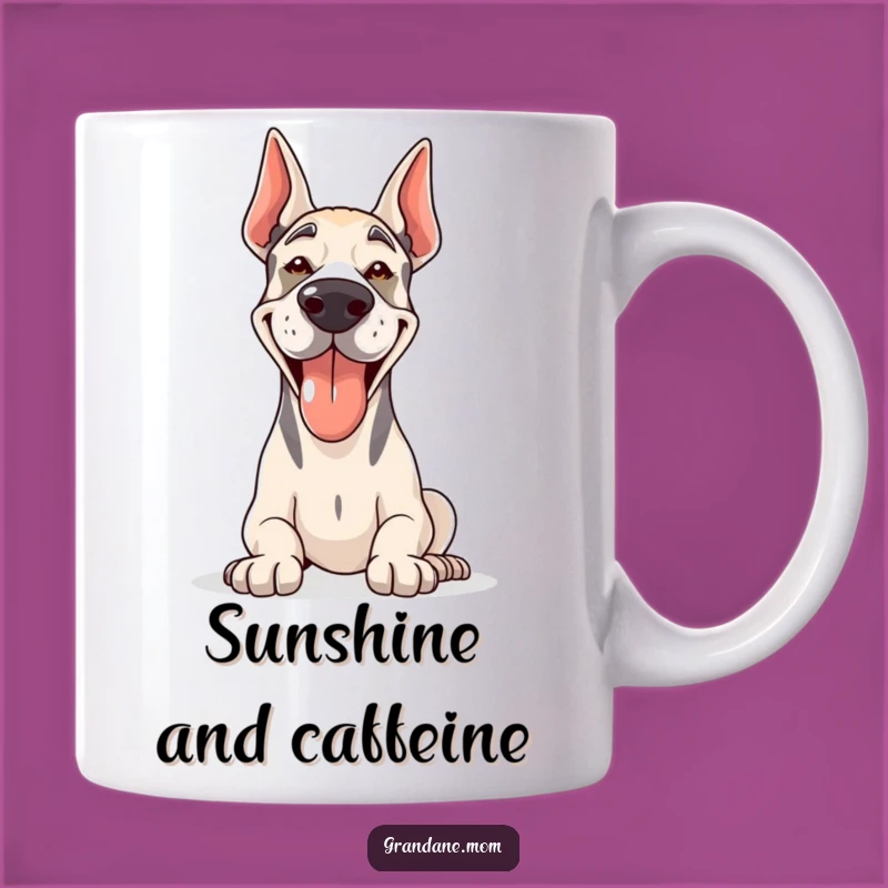 Funny Grand Dane Sunshine Mug: Happy Panting Dog, Joyful Gift for Dane Lovers