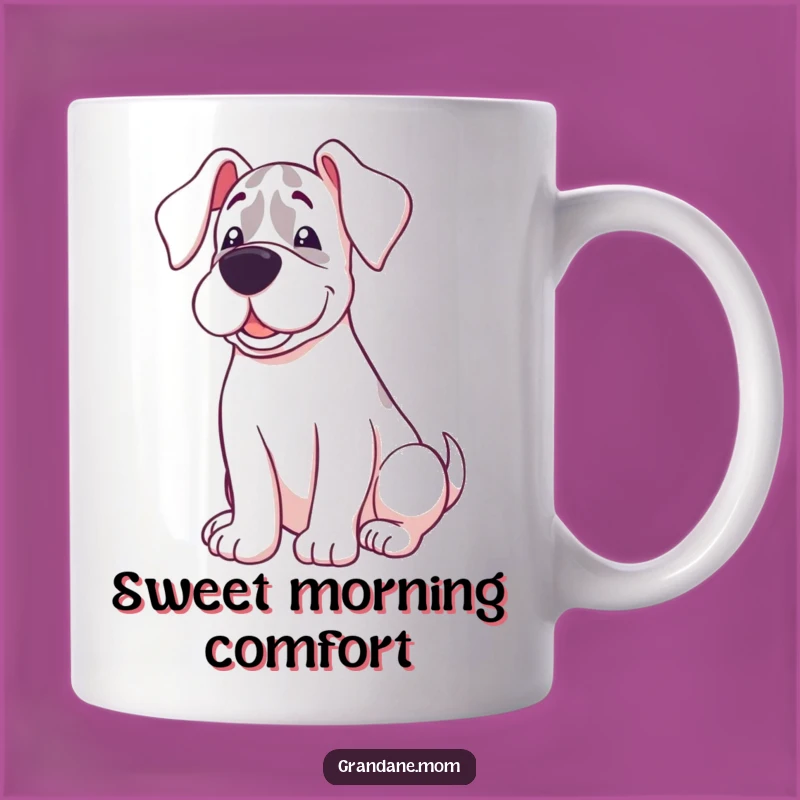 Funny Sweet Grand Dane Happy Curl Mug - Cozy Humor Gift for Dog Lovers