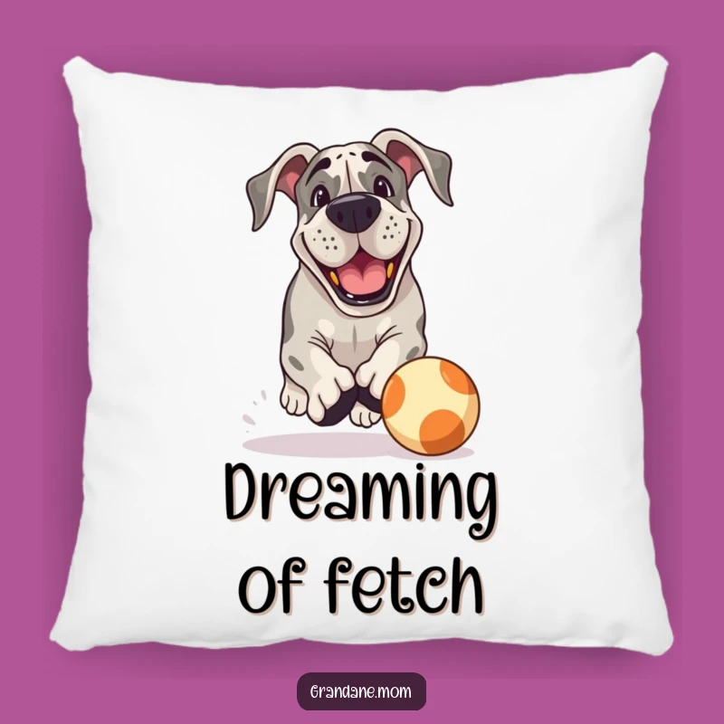 Cozy Funny Playful Grand Dane Pillow: Chasing Ball Comfort Decorative Pillow