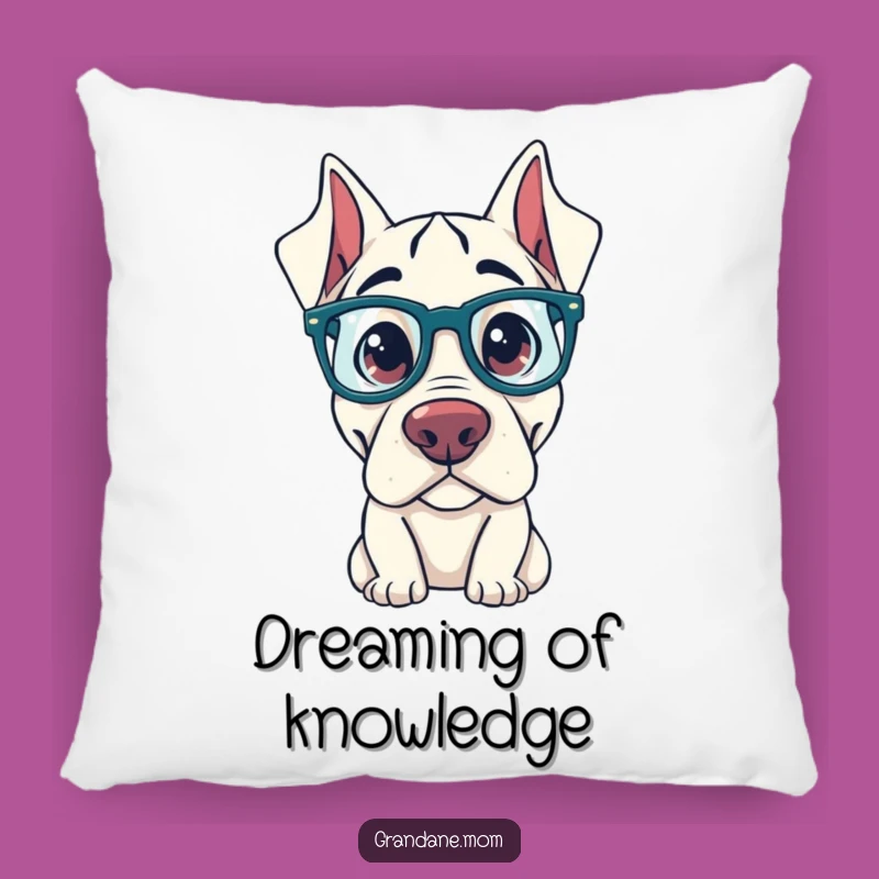 Cozy Funny Curious Grand Dane Pillow: Oversized Glasses Comfort Decorative Pillow