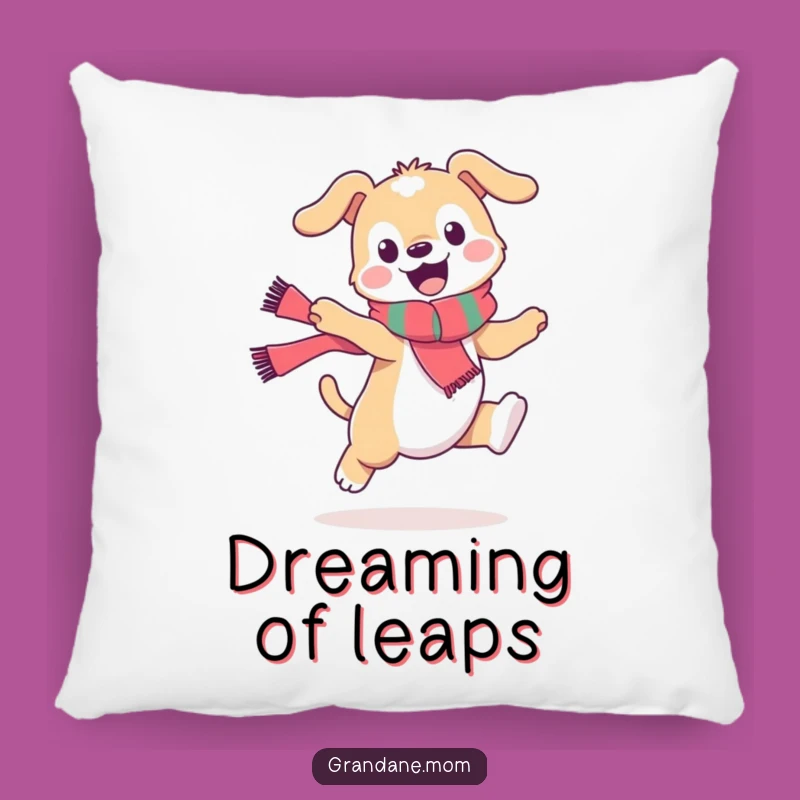 Funny Daniff Scarf Leap Pillow: Comfy Canine Style for Cozy Humor