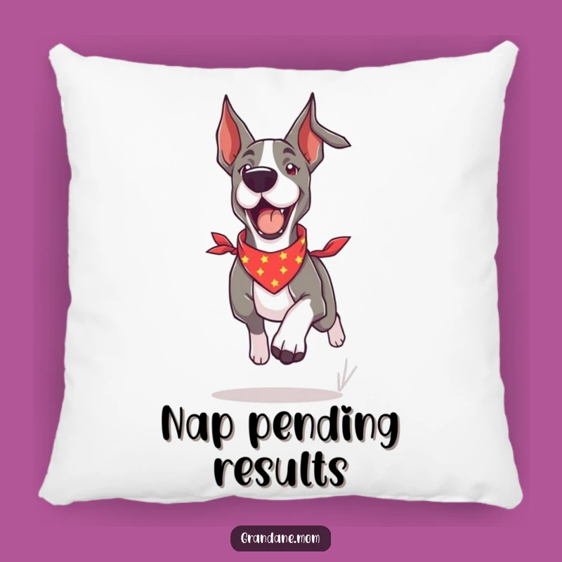 Funny Grand Dane Bandana Pillow: Energetic Dog Comfort Gift