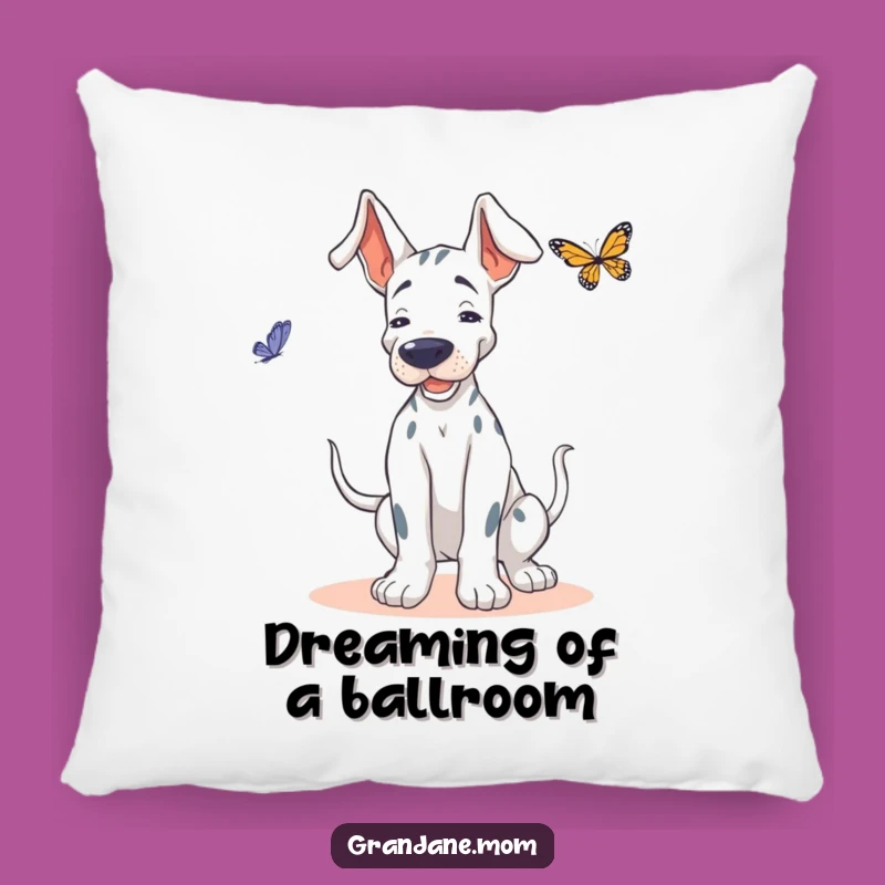 Funny Grand Dane Butterfly Pillow: Cozy Playful Dog Cushion, Charming Funny Gift