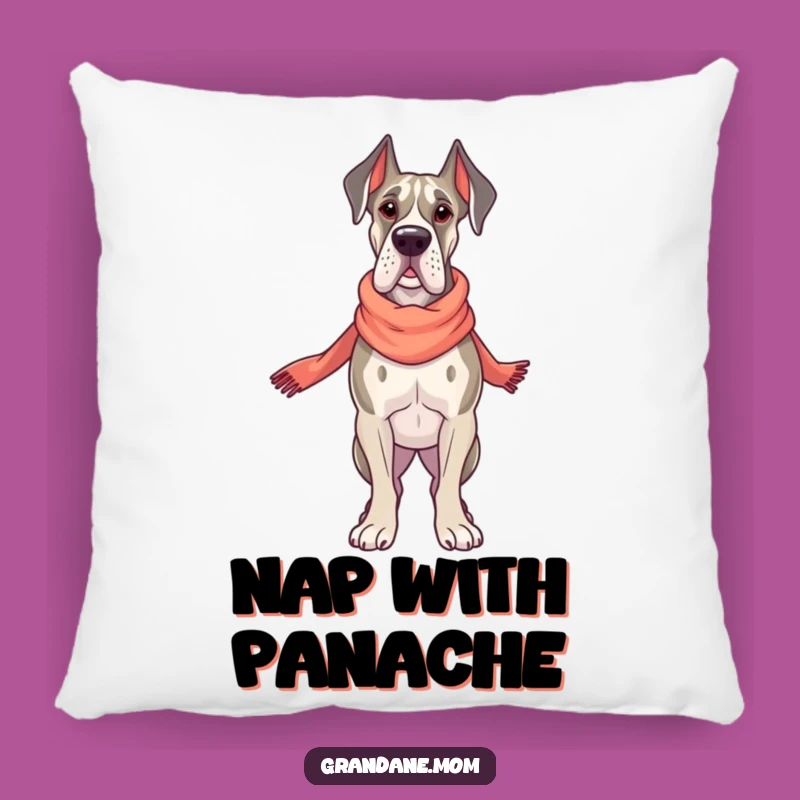 Funny Grand Dane Chic Pillow: Cozy Elegant Scarf Accent Gift