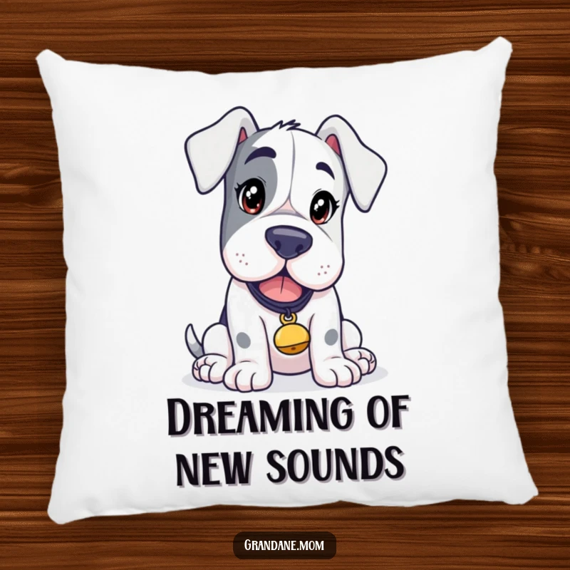 Funny Grand Dane Curious Pillow, a curious dog with a tinkling bell, soft and decorative, an ideal funny gift for comfort.