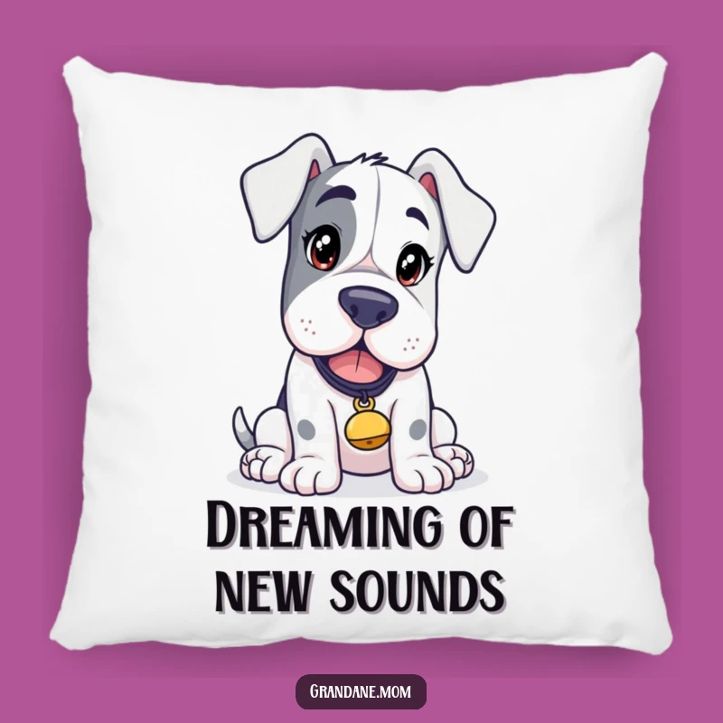 Funny Grand Dane Curious Pillow: Cozy Tinkling Bell Accent Gift