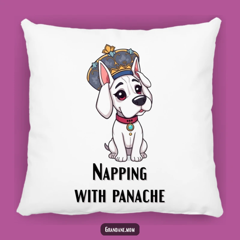 Funny Grand Dane Hat Pillow: Luxurious Dog Cushion, Elegant Funny Gift