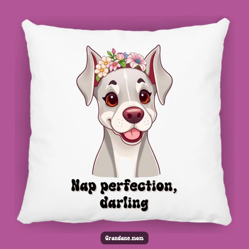 Funny Grand Dane Pillow: Cozy Floral Dog Cushion, Comfy Gift