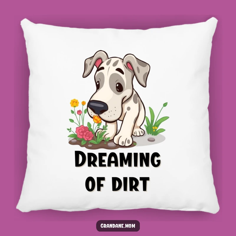 Funny Grand Dane Pillow: Garden Snuffler, Cozy Explorer Dog Cushion Gift