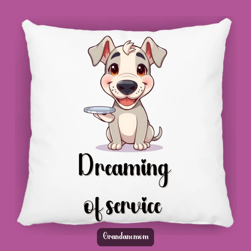 Funny Grand Dane Tray Pillow: Happy Dog Accent, Cheerful Comfort Gift