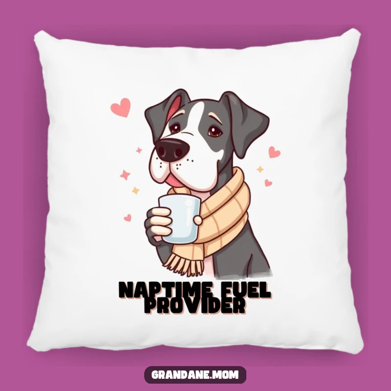 Funny Great Dane Pillow: Cozy Scarf Drink Accent, Hilarious Home Decor Gift for Dog Lovers