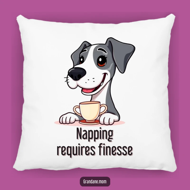 Funny Great Dane Teacup Balance Pillow: Cozy Comfort with Canine Charm