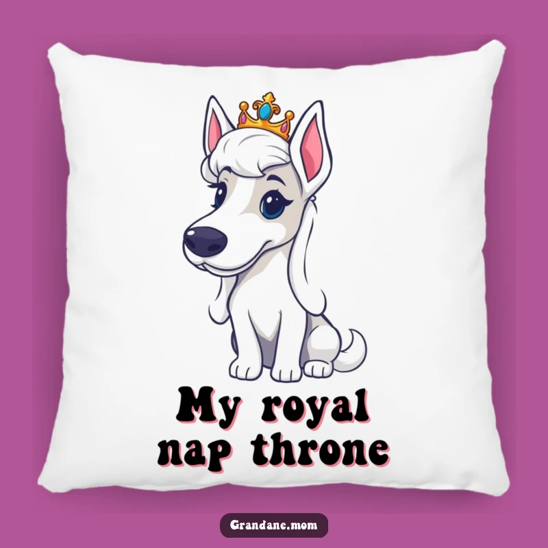 Funny Regal Grand Dane Tiara Pillow: Royal Comfort Cushion - Chic Home Decor for Dog Lovers