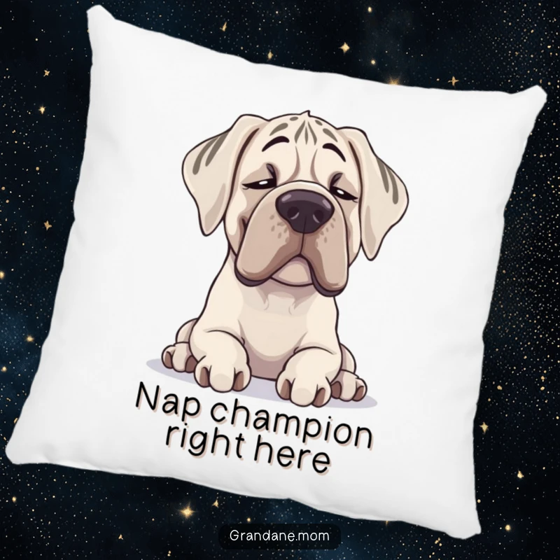 Funny Grand Dane pillow with a contented sighing dog design, perfect for adding comfort and humor to sofas or beds.
