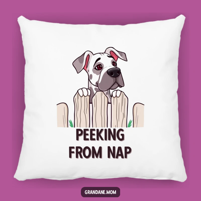 Funny Grand Dane Fence Peek Pillow: Cozy Comfort with Curious Canine Flair Gift