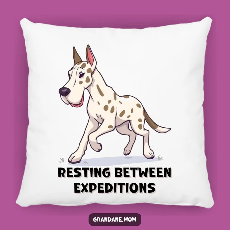 Funny Grand Dane Pillow: Determined Explorer Comfort, Cozy and Adventurous Funny Gift