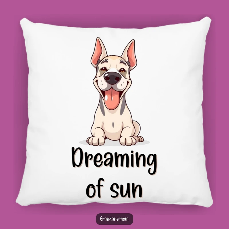 Soft Grand Dane Pillow: Funny Sunny Panting Dog, Comfy Home Gift