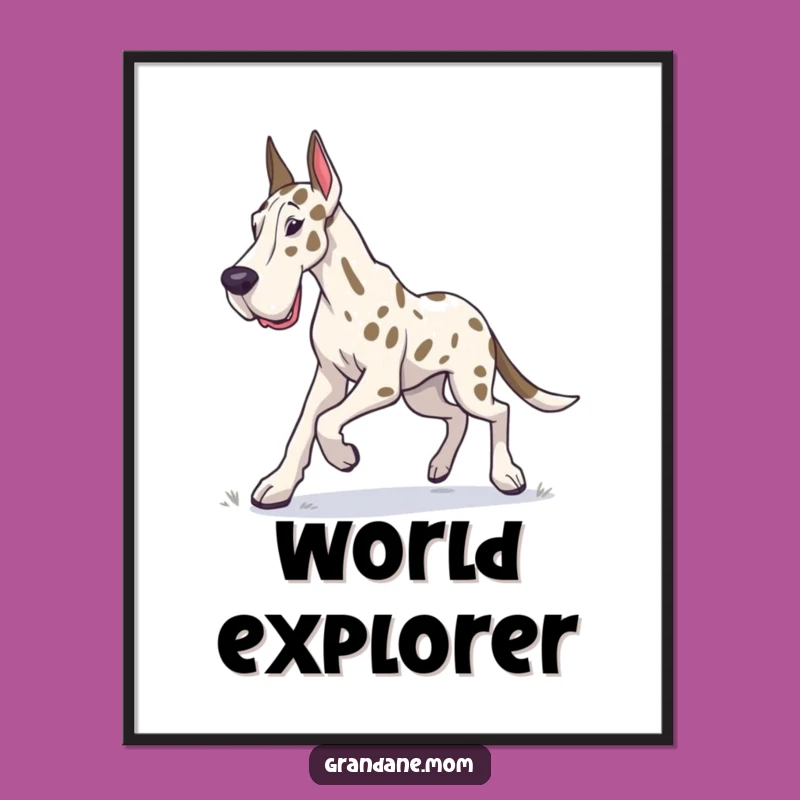 Funny Grand Dane Digital Art: Determined Explorer Portrait, Instant Adventurous Funny Gift
