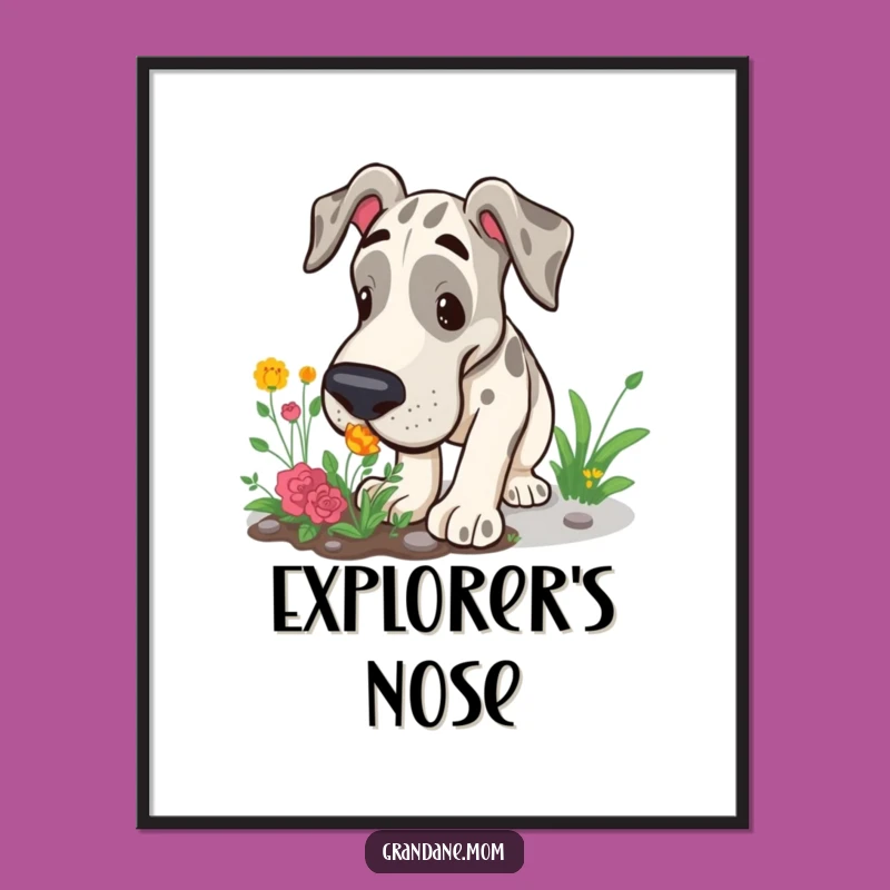 Funny Grand Dane Digital Art: Garden Snuffler, Instant Explorer Wall Decor Gift