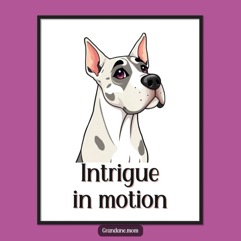 Funny Grand Dane Digital Art: Head Tilt Curiosity, Instant Funny Gift Download