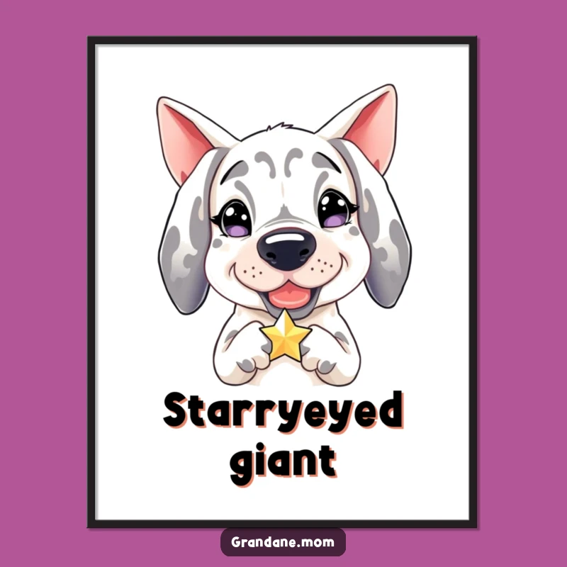 Funny Grand Dane Digital Art: Sparkling Star Holder, Instant Joy Print