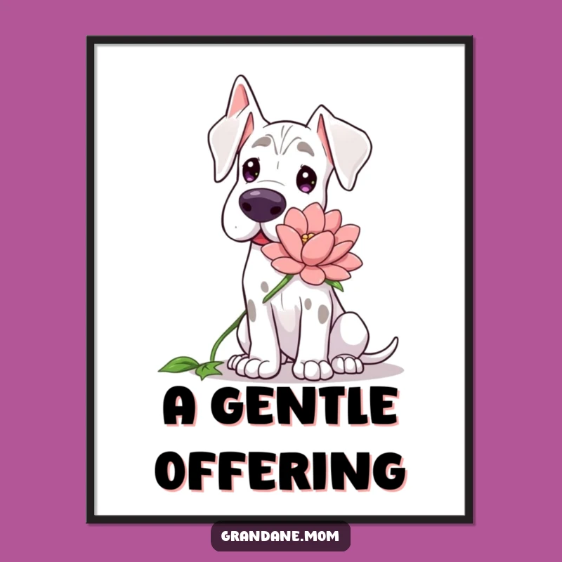 Funny Grand Dane Flower Digital Art: Gentle Dog Download, Perfect Funny Gift
